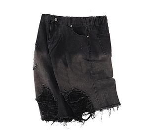 Shorts en jean stretch taille mi-haute pour femme, personnalisés OEM, avec diamants, style sportif et festif, 100 % coton, vente en gros - Product Image 1