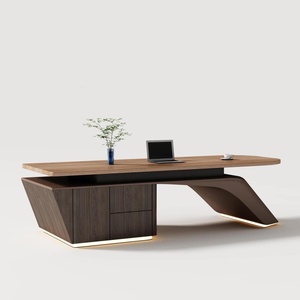 Table de bureau moderne en marbre HPL de petite profondeur, en contreplaqué de qualité E1, poste de travail exécutif pour intérieurs commerciaux - Product Image 2