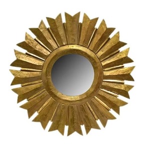 Espejo de Pared Redondo de Metal Dorado de Alta Calidad, Espejo Decorativo con Marco Art Deco - Product Image 1
