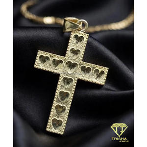 Pendentif croix de luxe avec design en forme de cœur, diamant cultivé en laboratoire, argent sterling 925, bijoux statement - Product Image 3