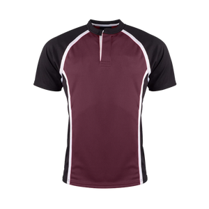 Maillot de sport color block à manches courtes Henley, haut d'entraînement athlétique 100 % polyester anti-humidité avec logo frontal - Product Image 3