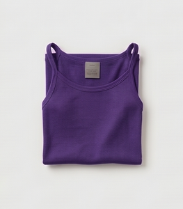 Camiseta sin mangas para mujer, color morado, cuello redondo, color sólido, tejido de punto, ropa informal, transpirable - Product Image 4