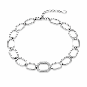 Pulsera de Eslabones Hexagonales Geométricos de Moda con Diamantes Micro Pavé para Fiesta de Mujer - Product Image 1