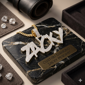 925 <b>Silver</b> Custom Iced Cursive <b>Initial</b> Block Letter Name Pendant <b>Necklace</b> Charm Brilliant Cut Diamond Hip Hop Style Personalized - Product Image 6