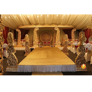 Mandap en bois pour mariage indien, ensemble de mandap en bois doré de designer, ensemble de mandap en bois sculpté pour mariage indien, configuration de mandap doré USA UK - Product Image 1