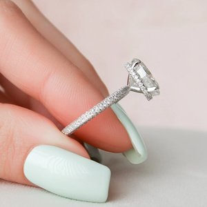 Anillo de Compromiso con Diamante de Corte Ovalado, Oro Sólido de 18K, Bañado en Rodio, Engaste de Garras, Joyería Fina Clásica para Mujer - Product Image 4