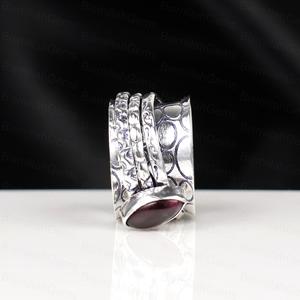 Boho 925 <b>Silver</b> Plated Garnet Cocktail <b>Ring</b> Women's Marquise Stone Bezel Setting Ethnic Jewelry Gift January Birthstone Jewelry - Product Image 3