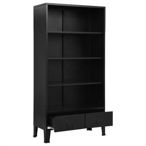 Estantería Rectangular de Acero Negro, Mueble de Almacenamiento para Libros - Product Image 3