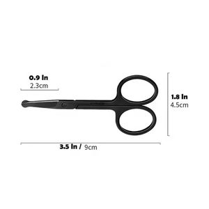 Tijeras para el vello de la nariz con revestimiento negro mate, punta de seguridad redondeada, recortador de vello facial de acero inoxidable, herramienta para el cuidado de la barba y el bigote - Product Image 3