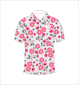 Polo pour homme à imprimé floral rose, décontracté, manches courtes, léger, respirant, pour le golf - Product Image 1