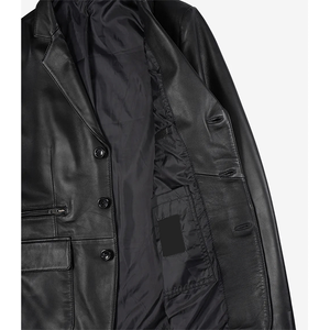 Blazer chauffant pour homme en cuir de vachette noir véritable, 100 % imperméable et respirant, grande taille, collection hiver 2026, qualité OEM supérieure, faible MOQ - Product Image 6