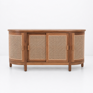 Meuble de rangement incurvé en bois de teck sur mesure OEM, buffet en gros, fabricant d'Indonésie, usine directe, approvisionnement ODM - Product Image 4