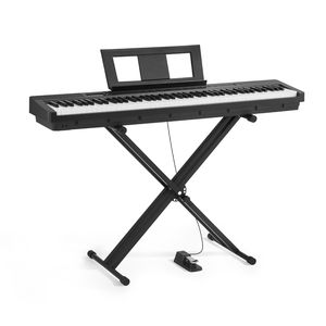 Piano numérique 88 touches lestées avec double clavier, haut-parleurs, support en X, pédale de sustain et fonction d'enregistrement – Confort optimal - Product Image 1