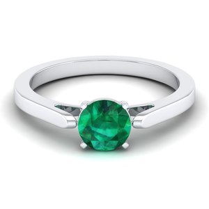 Anillo REYES con Gema de Esmeralda de Corte Redondo de 1 Quilate en Plata de Ley 925, Certificado GRA, Moissanita, Anillo de Piedra de Nacimiento, Joyería Fina - Product Image 2