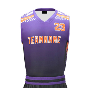 Ensemble uniforme de basket-ball noir unisexe, imprimé animal sur le devant, bandes latérales colorées, col en v, sans manches, short en jersey, évacuation de l'humidité - Product Image 5
