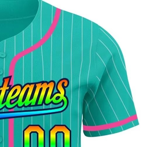Custom Baseball Jersey Sublimated Print Rainbow Gradient Color Unisex Short Sleeve Polyester Breathable All Seasons Adult Size - Product Image 5