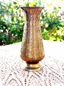 Vase à fleurs en cuivre gravé fait main, design moderne, écologique, à large ouverture, pour la décoration de mariage et la maison - Product Image 2