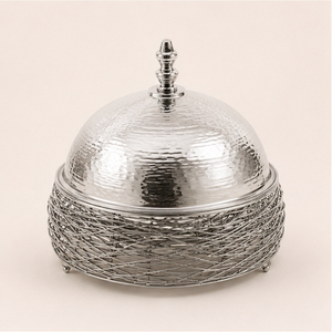 Casserole isotherme de luxe en acier inoxydable martelé argenté pour buffet de mariage et restauration hôtelière - Product Image 3