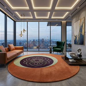 Modern <b>Round</b> Mandala Rug Premium Hand Tufted Wool <b>Carpet</b> Custom Designer Floor Rug for Luxury Interior Projects Luxury Villa - Product Image 3