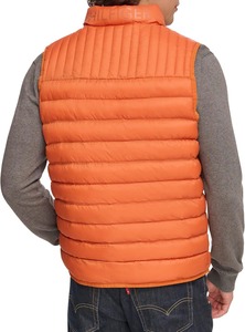 Gilet matelassé orange pour homme, col montant, fermeture éclair, coupe-vent, décontracté, vêtement d'extérieur, design uni, automne - Product Image 2