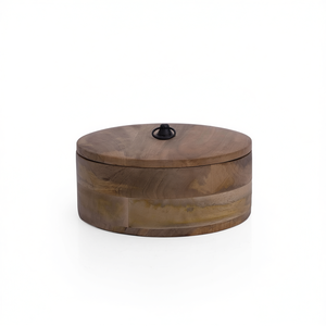 Handmade Wooden Roti <b>Box</b> with Masala Spice Container Traditional Indian Kitchen Storage Chapati Serveware - Product Image 2