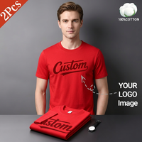 Custom Men's Red T-Shirt O-Neck Short Sleeve Front Logo Blank Design Streetwear Regular Fit 100% Cotton Jersey Fabric Letter