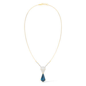 Collar con Colgante de Piedra Azul y Diamantes Estilo Art Deco - Product Image 2