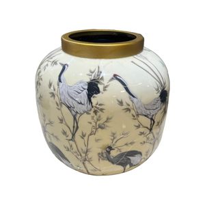 Vase en métal de qualité supérieure, imprimé d'oiseaux, style décoratif, pot durable, résistant à la rouille, disponible à un prix abordable pour la vente - Product Image 1