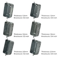Boîtier de jonction simple en métal galvanisé rectangulaire de 1,6 mm d'épaisseur avec ouvertures de 1/2 pouce, oreilles externes et anti-corrosion