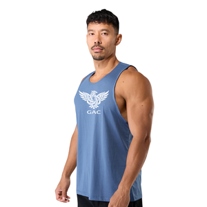 Mens 100% Polyester Casual Gym Tank Top Sleeveless Workout <b>Stringer</b> <b>Vest</b> Custom Logo Fitness Training Athletic Muscle Shirt Blue - Product Image 3