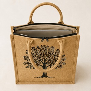 Premium Eco-Friendly Natural Jute Tote <b>Bag</b> Cartoon Pattern <b>Reusable</b> <b>Shopping</b> <b>Bag</b> with Rope Shoulder Strap Ethnic Style Gift - Product Image 4