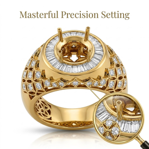 Luxury 18K Solid Yellow Gold Semi Mount Engagement Ring Diamond Mounting Wedding Band Custom Jewelry Factory MOQ 1pc - Product Image 2
