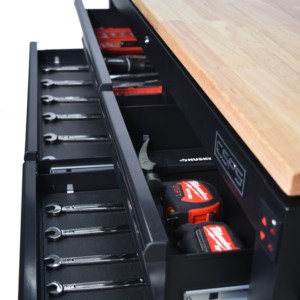 Wholesale 10 <b>Drawer</b> Rolling Tool Cabinet Matte Black Powder Coated Steel with Wooden Top for Garage <b>Workshop</b> Tool Storage - Product Image 2