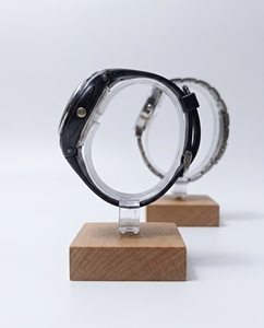 Luxury Custom <b>Acrylic</b> Wooden Modern Watch <b>Display</b> <b>Stand</b> Transparent Finish Laser Engraving Logo Printing for Retail Store - Product Image 1