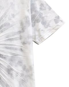 T-shirt personnalisé blanc et gris tie-dye pour homme, en coton, col rond, manches courtes, lavage radial, streetwear décontracté, été, vente en gros OEM - Product Image 5