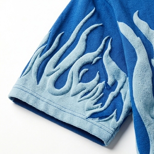 T-shirt ample pour homme avec imprimé en relief, coupe courte et carrée, 100 % coton tricoté, streetwear, 240 g, motif graphique avant, respirant - Product Image 5