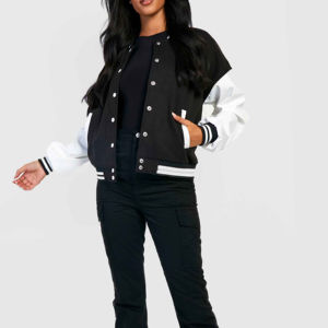 Chaqueta Varsity de Invierno para Mujer, Nuevo Diseño, Piel de Oveja Teñida, Algodón y Poliéster Personalizados, Impermeable, Resistente al Viento, Transpirable, Venta al Por Mayor - Product Image 3