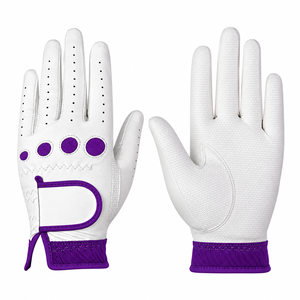 White Black Genuine <b>Leather</b> <b>Golf</b> Glove Left Hand Adjustable Hook And Loop Wrist Strap Breathable - Product Image 4