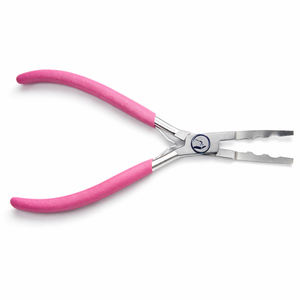 Pince professionnelle classique pour extensions de cheveux, 6 pouces, argentée avec poignée noire, pour l'installation et le retrait - Product Image 1