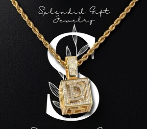 European and American Style Hot-selling Dice Cubes 26 English Letter Charms Stone Pendant <b>Custom</b> <b>Name</b> <b>Necklace</b> Hip Hop - Product Image 3