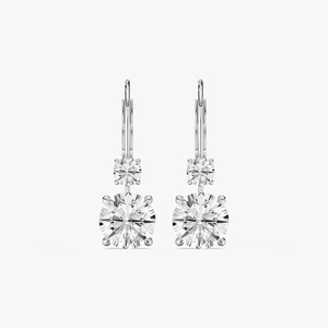 4.40CTW Lab Grown Diamond Lever <b>Back</b> <b>Drop</b> Earrings IGI Certification 14KT Gold Trendy Design VS1 Clarity Wedding/Engagement - Product Image 5