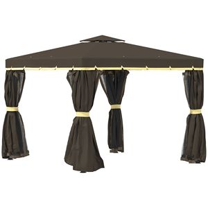 10 'X 10' Patio con struttura in alluminio Gazebo doppio tetto a baldacchino esterno riparo tende a rete per giardino ponte cortile per il caffè - Product Image 1