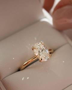 Bijoux fins de luxe, or jaune 9 carats, certificat IGI, diamant de laboratoire 2 carats, coupe ovale, bague de fiançailles solitaire, bague de mariage - Product Image 1