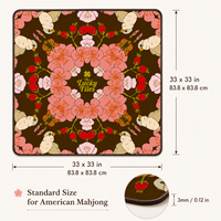 Tapis de Mahjong Portable en Néoprène Premium, Design Original Oiseaux de Jardin, 33 pouces, Durable, Écologique, Antidérapant, Résistant à l'Eau