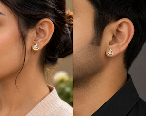 Boucles d'oreilles clous rondes couleur or 14 carats, imitation diamant à quatre griffes, bijoux d'oreille pour femme, cadeau de fête - Product Image 6