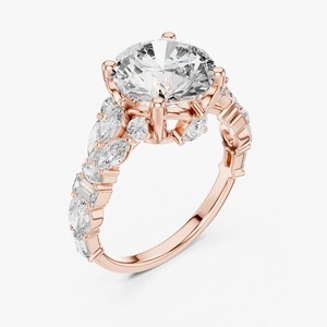 Bague ethnique ronde en diamant, plaquée or 18 carats et rhodium, certifiée IGI, élégante, bijoux de luxe pour femmes, bague de fiançailles - Product Image 1