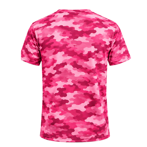 <b>Pink</b> Camo <b>T</b> <b>Shirt</b> <b>Men</b> Short Sleeve Crew Neck Camouflage Printed Sports Training Fitness Gym Workout Performance Athletic Wear - Product Image 2