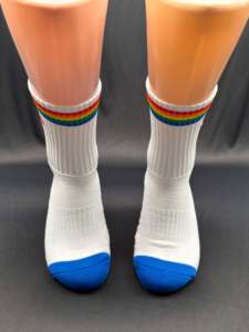 Calcetines de Golf Personalizados Premium, Gruesos, con Rayas Blancas y Verdes, Logotipo Bordado, Algodón Transpirable, Casuales, para Adultos, al por Mayor - Product Image 3