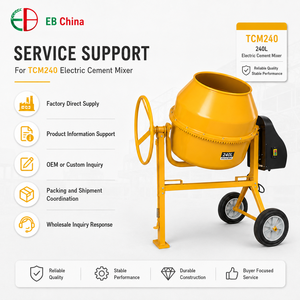 Mezcladora de Concreto Eléctrica Portátil de 240 <span class=keywords><strong>Litros</strong></span> con Marco Bajo, Ruedas de Transporte, Cubierta Lateral del Motor y Descarga Manual para Uso en Obras - Product Image 4
