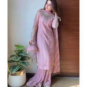 Designer Chiffon Plazzo <b>Top</b> and Beautiful Dupatta for <b>Party</b> Wear Three-Quarter Sleeve Length - Product Image 5